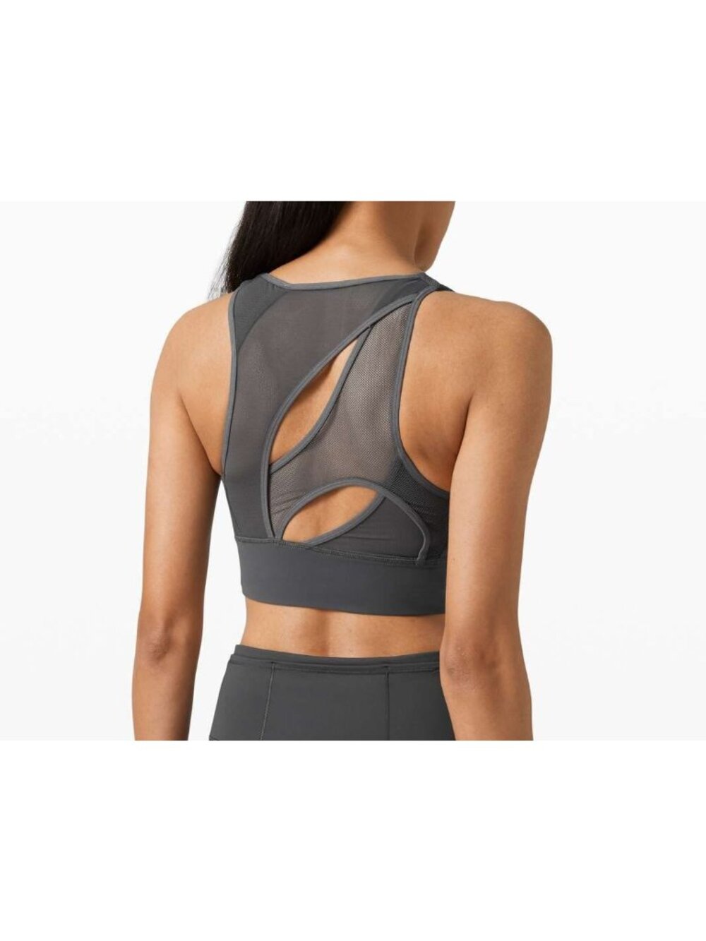 lululemon athletica Mesh-Back Cutout Crop Top — Charcoal